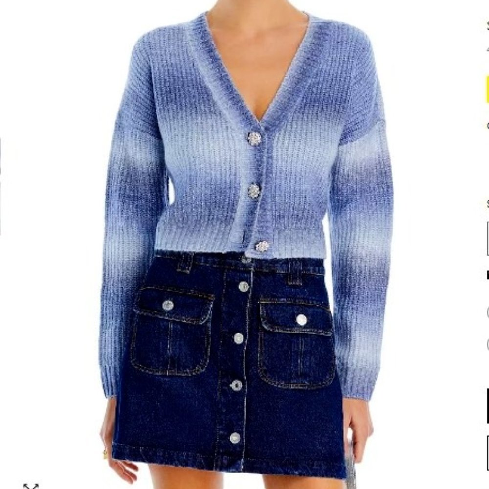 NWT Aqua Ombre Check Knit Cardigan Small